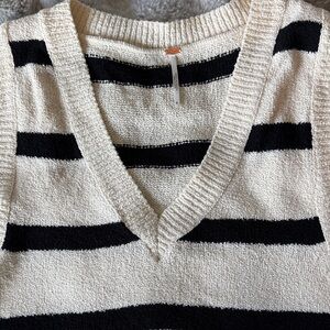 NWOT Free People Cream and Black Textured Sweater
